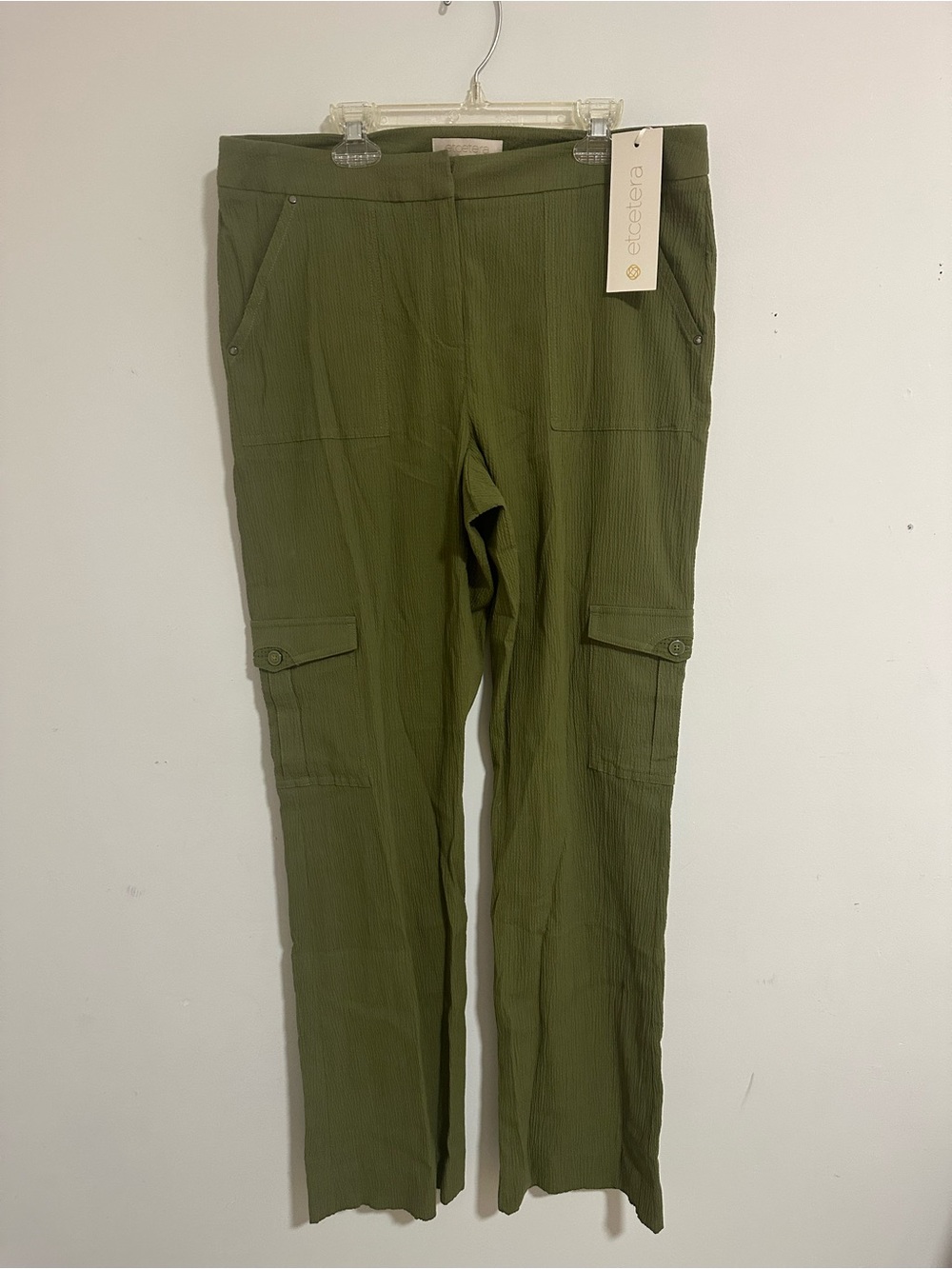 Etcetera Olive Textured Pull-On Pants